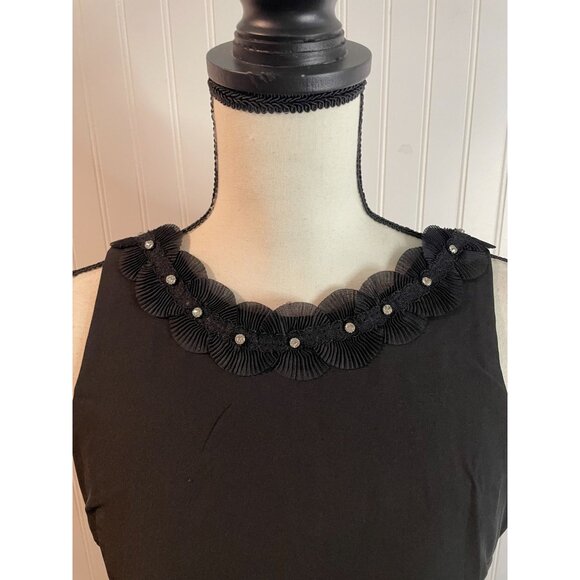 Sam Edelman Necklace Sheath Dress Size 6 Black Rhinestones Flirty Sophisticated - Picture 9 of 14